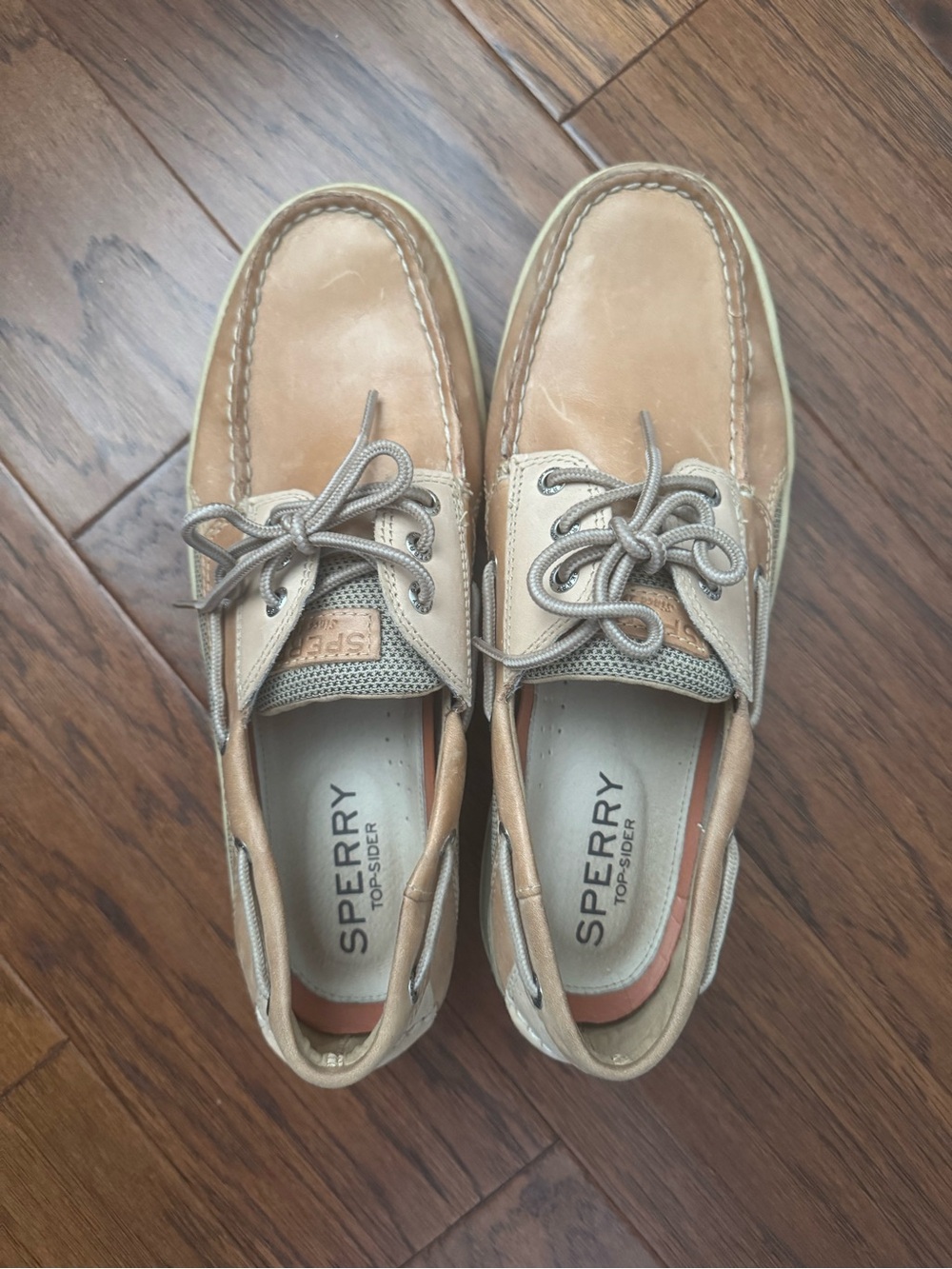 Sperry Top-Sider Men’s Boat Shoes Tan Leather Lace Up Casual Deck Shoes size 11